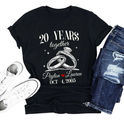 Personalized 20 Years Together Anniversary Matching Couple T Shirts, Custom Anniversary Husband Wife Matching Shirts ET0771