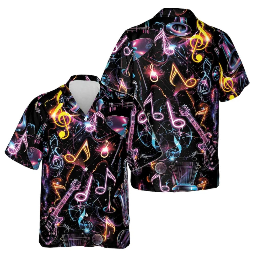 Neon Guitar Music Hawaiian Shirt For Men Women, Guitar Neon Hawaiian Shirts HE0335