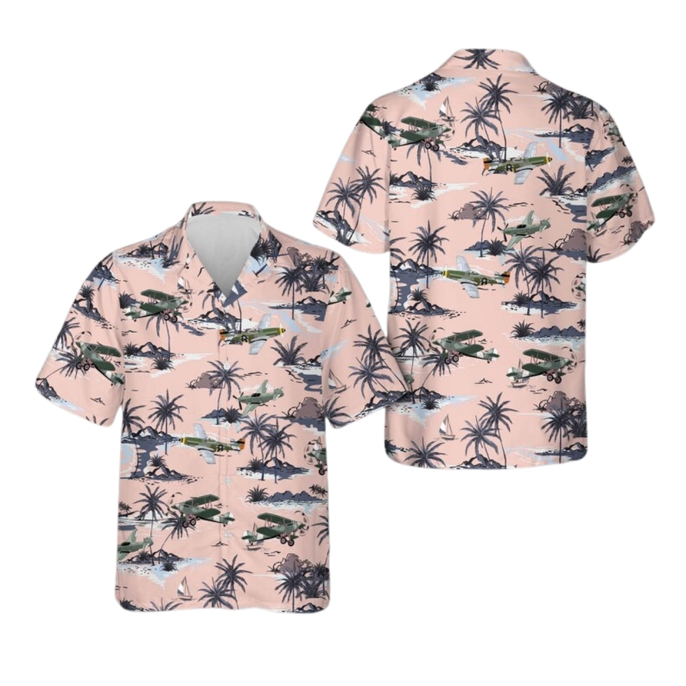 Military Aircraft Tropical Men's Hawaiian Shirt, Airplane Lover Hawaiian Shirts HE0118