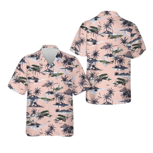 Military Aircraft Tropical Men's Hawaiian Shirt, Airplane Lover Hawaiian Shirts HE0118