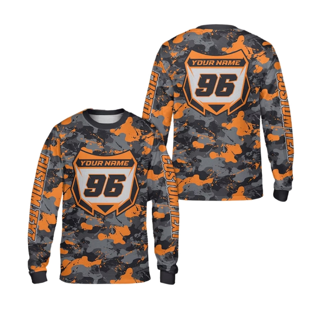 Custom Camo Dirt Bike Long Sleeve Jersey For Men, Custom Camo Motocross Dirt Bike Shirts ME0016