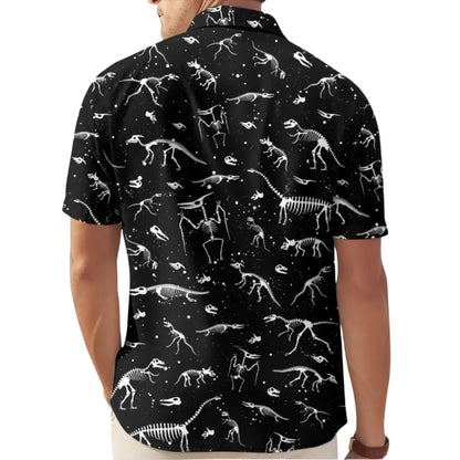 Dinosaur Skeletion Hawaiian Shirt For Men, Dinosaur Hawaiian Shirts HE0150