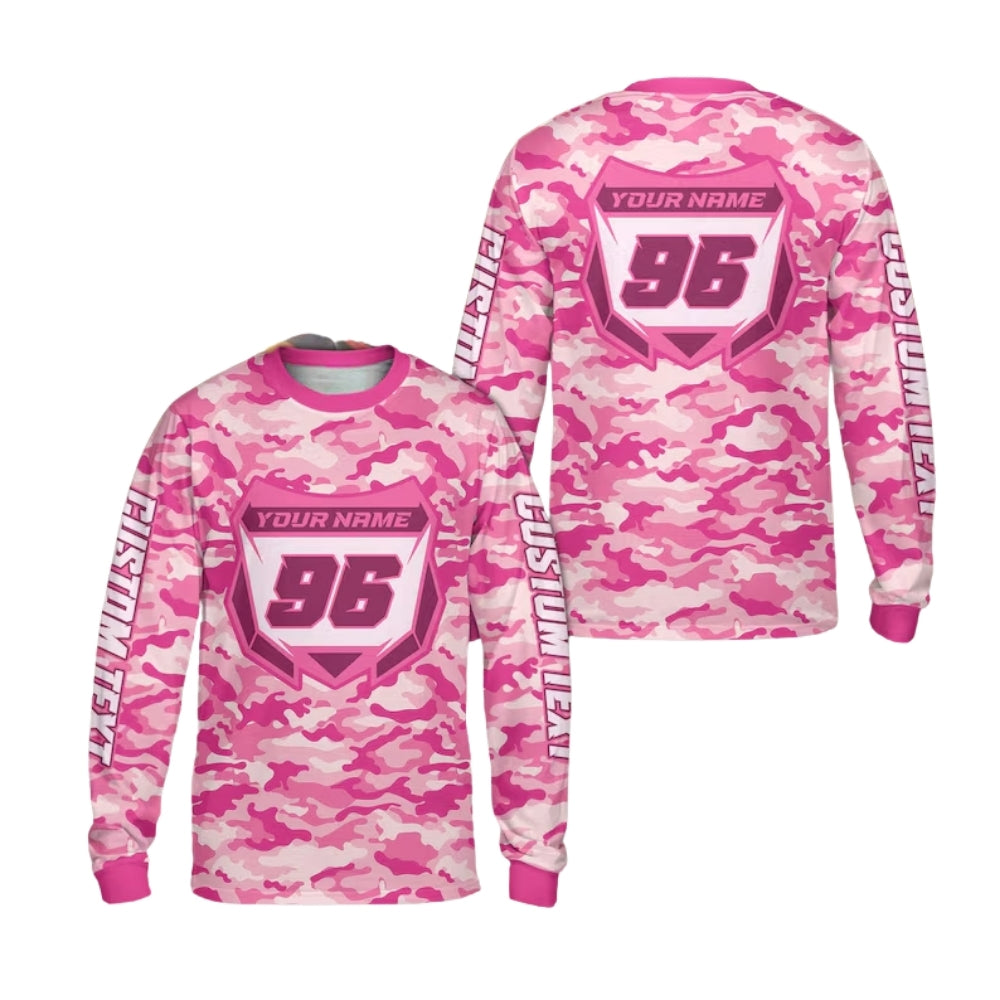 Custom Camo Dirt Bike Long Sleeve Jersey For Men, Custom Camo Motocross Dirt Bike Shirts ME0016