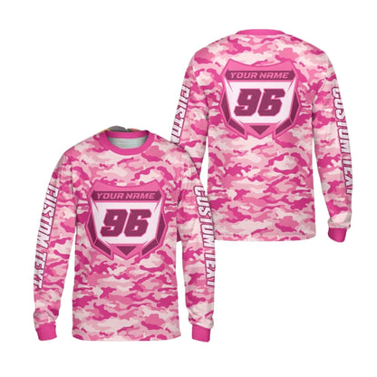 Custom Camo Dirt Bike Long Sleeve Jersey For Men, Custom Camo Motocross Dirt Bike Shirts ME0016