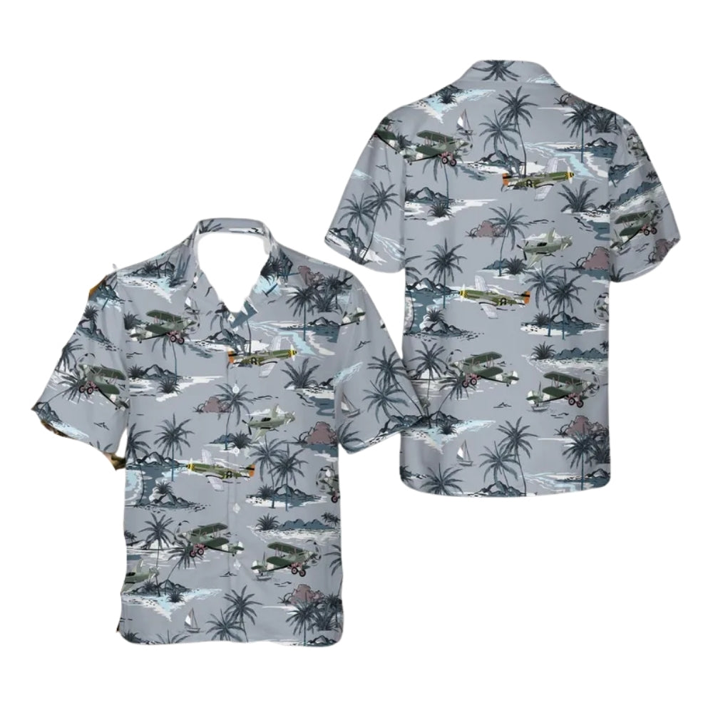 Military Aircraft Tropical Men's Hawaiian Shirt, Airplane Lover Hawaiian Shirts HE0118