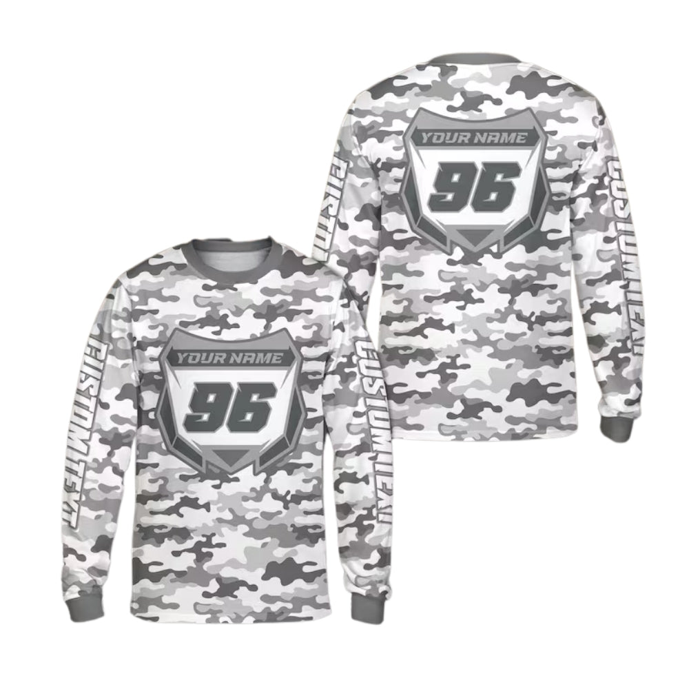 Custom Camo Dirt Bike Long Sleeve Jersey For Men, Custom Camo Motocross Dirt Bike Shirts ME0016
