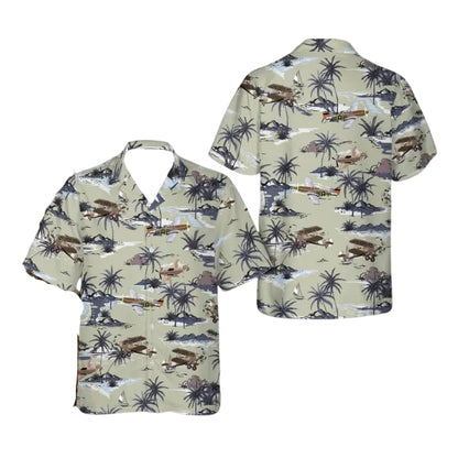 Military Aircraft Tropical Men's Hawaiian Shirt, Airplane Lover Hawaiian Shirts HE0118