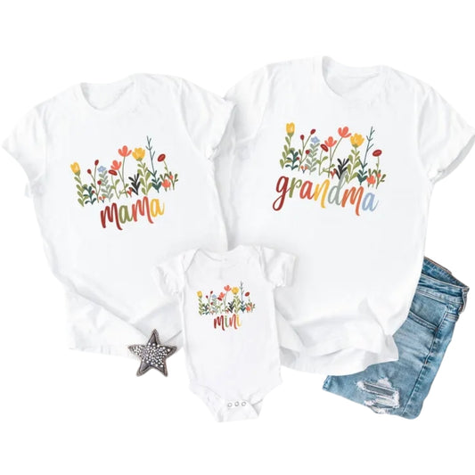 Custom Floral Matching Grandma Mama Mini T Shirts, Mother's Day Matching Family Shirts ET0350