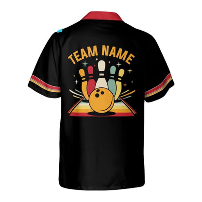 Custom Retro Black Bowling Hawaiian Shirt Men Women, Custom Team Retro Bowling Shirts BE0179