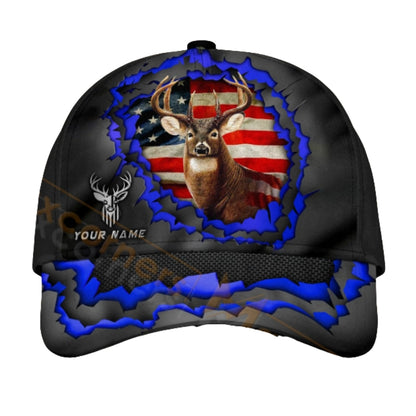American Flag Custom Deer Hunting Baseball Cap, Custom 3D Printed Hat For Deer Hunter CP0436