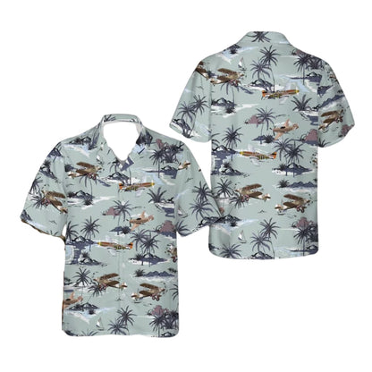 Military Aircraft Tropical Men's Hawaiian Shirt, Airplane Lover Hawaiian Shirts HE0118