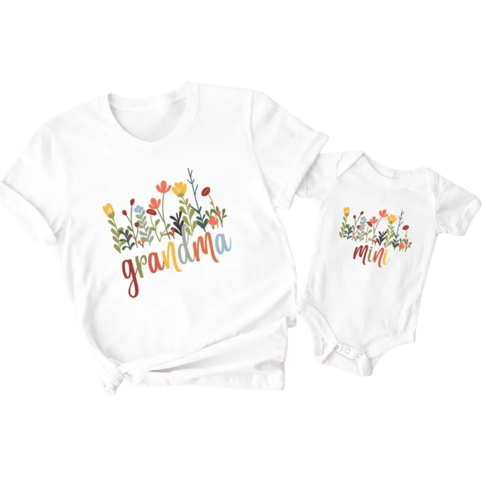 Custom Floral Matching Grandma Mama Mini T Shirts, Mother's Day Matching Family Shirts ET0350