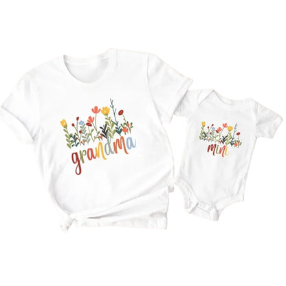 Custom Floral Matching Grandma Mama Mini T Shirts, Mother's Day Matching Family Shirts ET0350