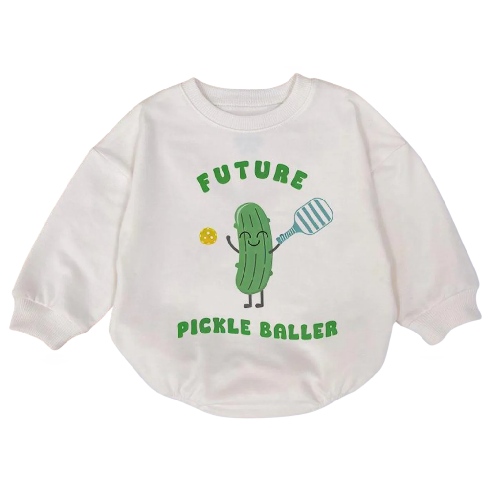 Future Pickle Baller Baby Romper Sweatshirt, Funny Pickeball Romper Sweatshirt Baby BB0715