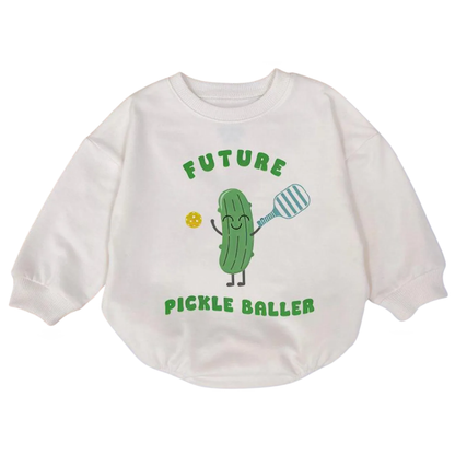 Future Pickle Baller Baby Romper Sweatshirt, Funny Pickeball Romper Sweatshirt Baby BB0715