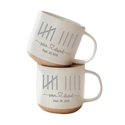 Custom 9th Wedding Anniversary Engraved Pottery Mug, Custom Wedding Anniversary Mug WD0010