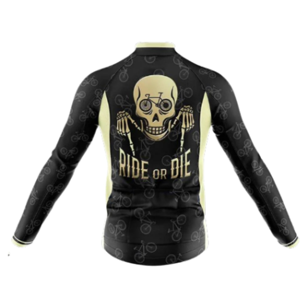 Ride Or Die Skull Cycling Long Sleeve Mens Jersey, Skull Cycling Jersey CG0729