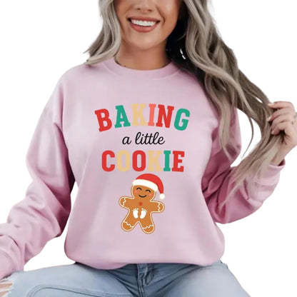 Baking A Little Cookie Sweatshirt, Christmas Pregnancy Announcement Sweatshirt 2D0542