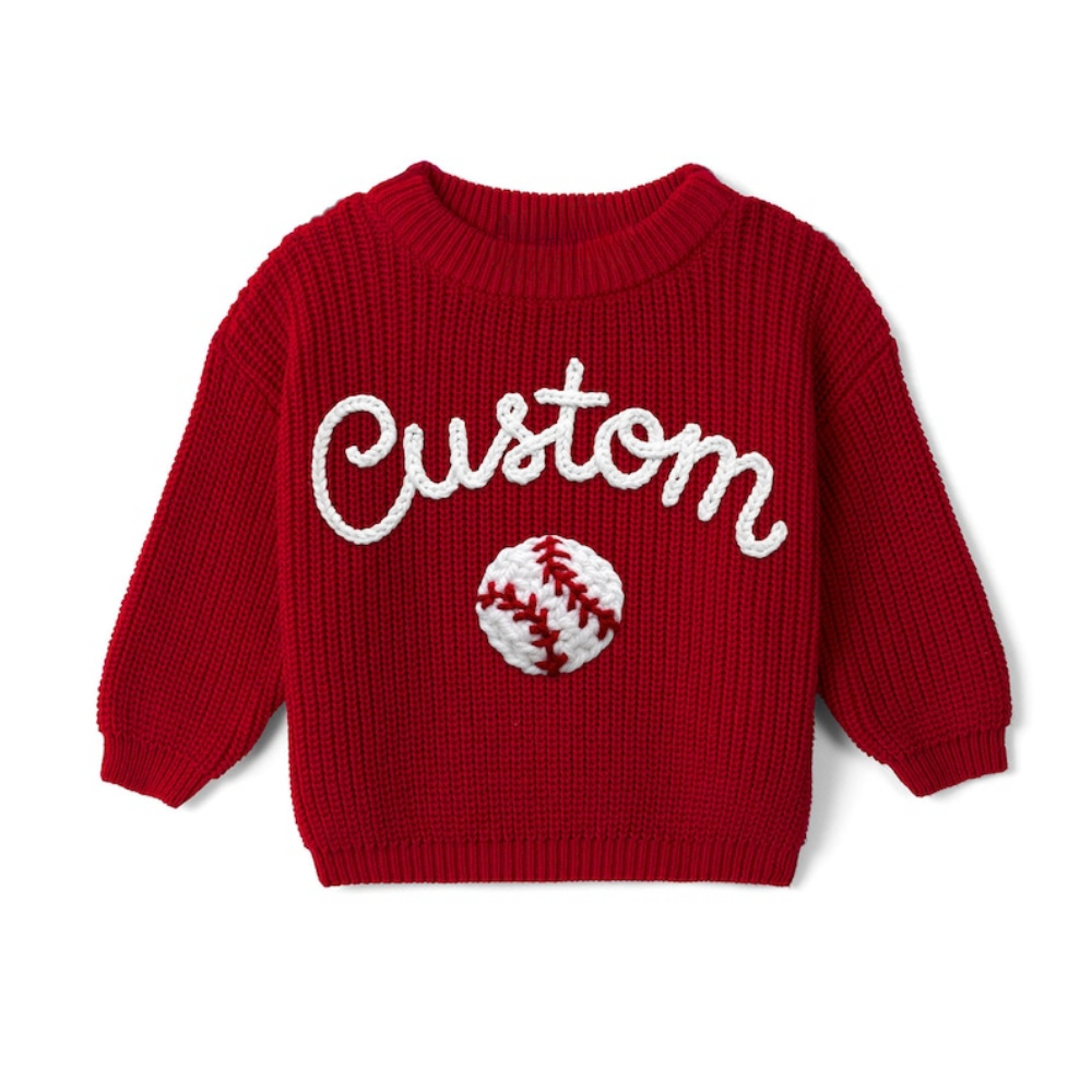 Personalized Baseball Baby Embroidered Sweater, Custom Baby Baseball Lover Sweatshirt BB0319