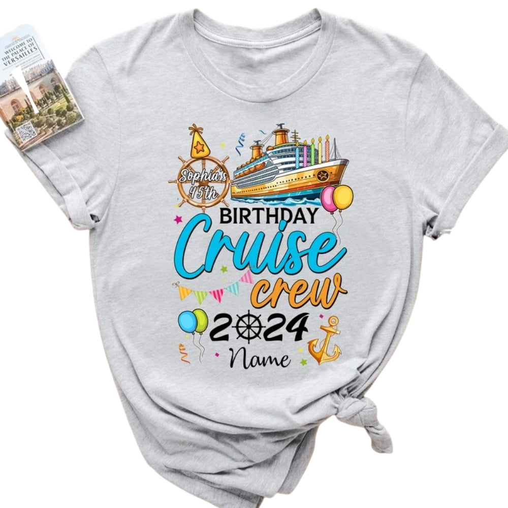 Custom Birthday Cruise Crew Matching T Shirts, Personalized Cruise Trip Birthday Group Shirts ET0848