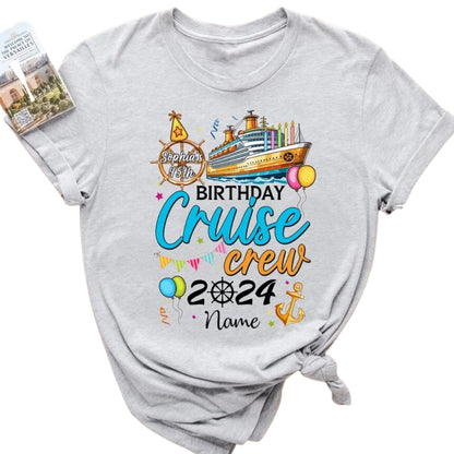 Custom Birthday Cruise Crew Matching T Shirts, Personalized Cruise Trip Birthday Group Shirts ET0848