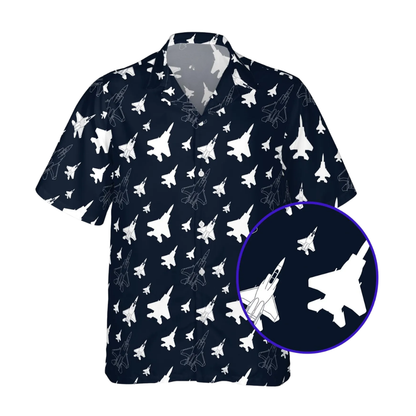 F-15 Fighter Jet Air Force Men's Hawaiian Shirt, Military Aircraft Hawaiian Shirt For Pilot HE0372