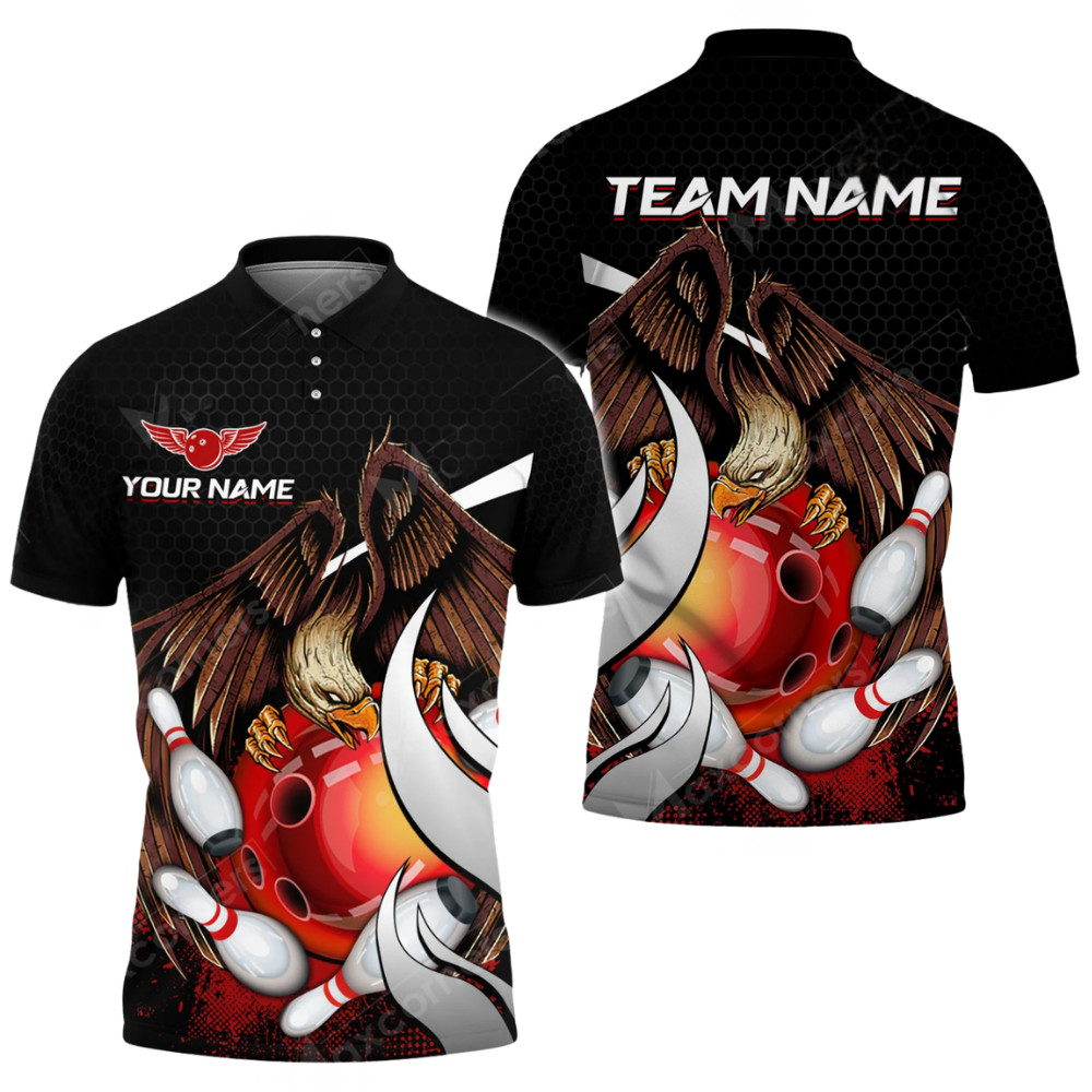 Eagle Custom Mens Bowling Polo Shirt, Custom Ealge Bowling Team Shirts BZ0660