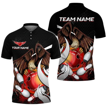 Eagle Custom Mens Bowling Polo Shirt, Custom Ealge Bowling Team Shirts BZ0660