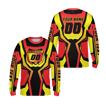 Custom Gradient Pink And Green Motocross Long Sleeve Jersey For Men, Custom Name Number Racing Dirt Bike Shirts ME0027