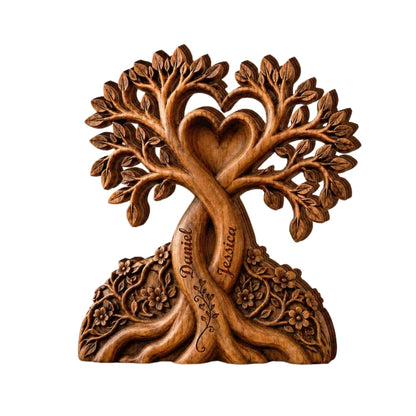 Custom Couple Name Tree Heart Layer Wooden Block, Personalized Wedding Keepsake Wooden Plaque WD0927