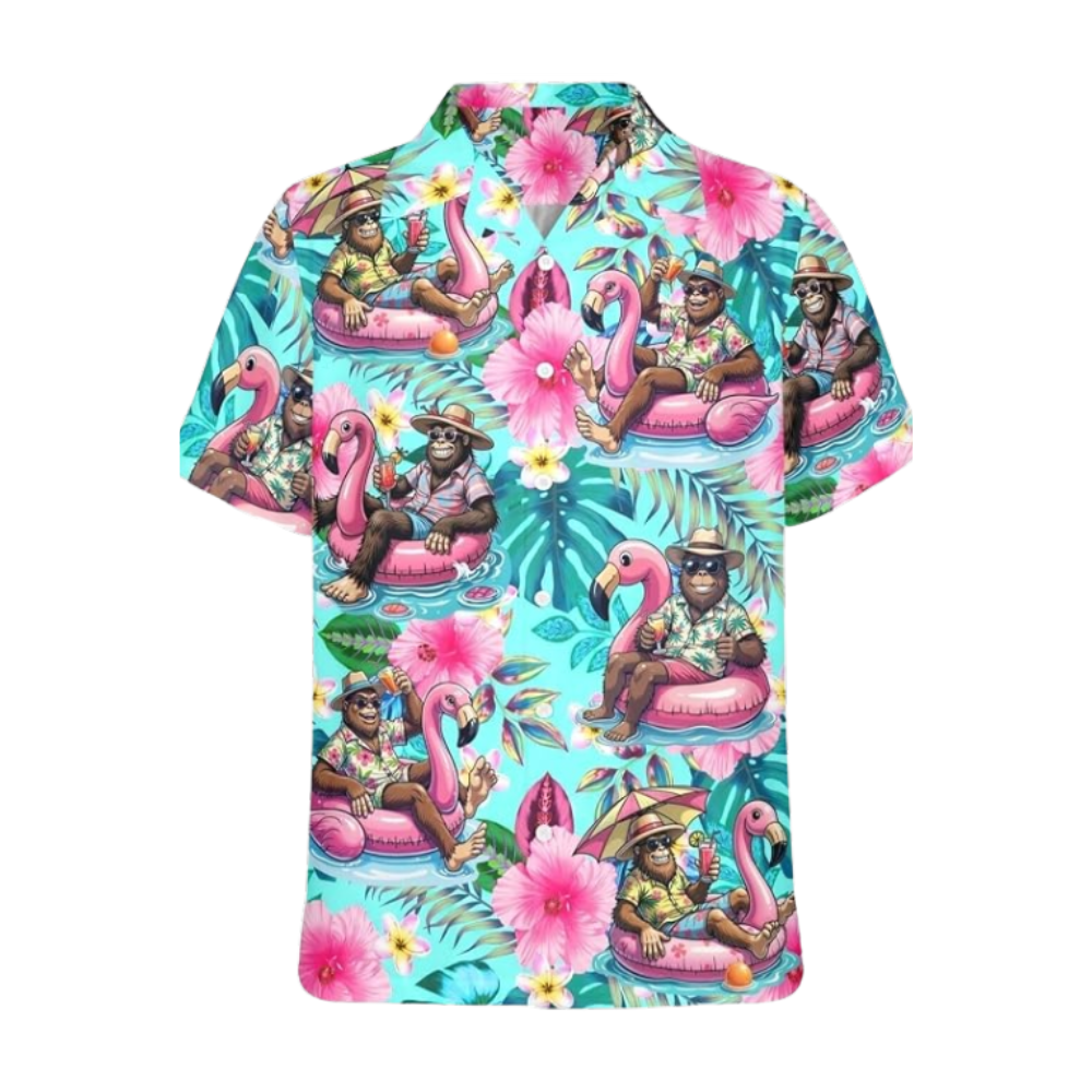 Cyan Bigfoot Aloha Golf Polo Shirt For Mens, Bigfoot Golf Shirt GZ0444