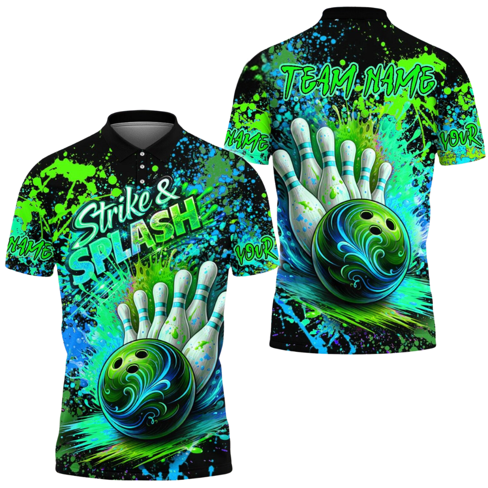Strike & Splash Custom Colorful Mens Bowling Team Shirts, Custom Multicolor Bowling Shirts BE0204