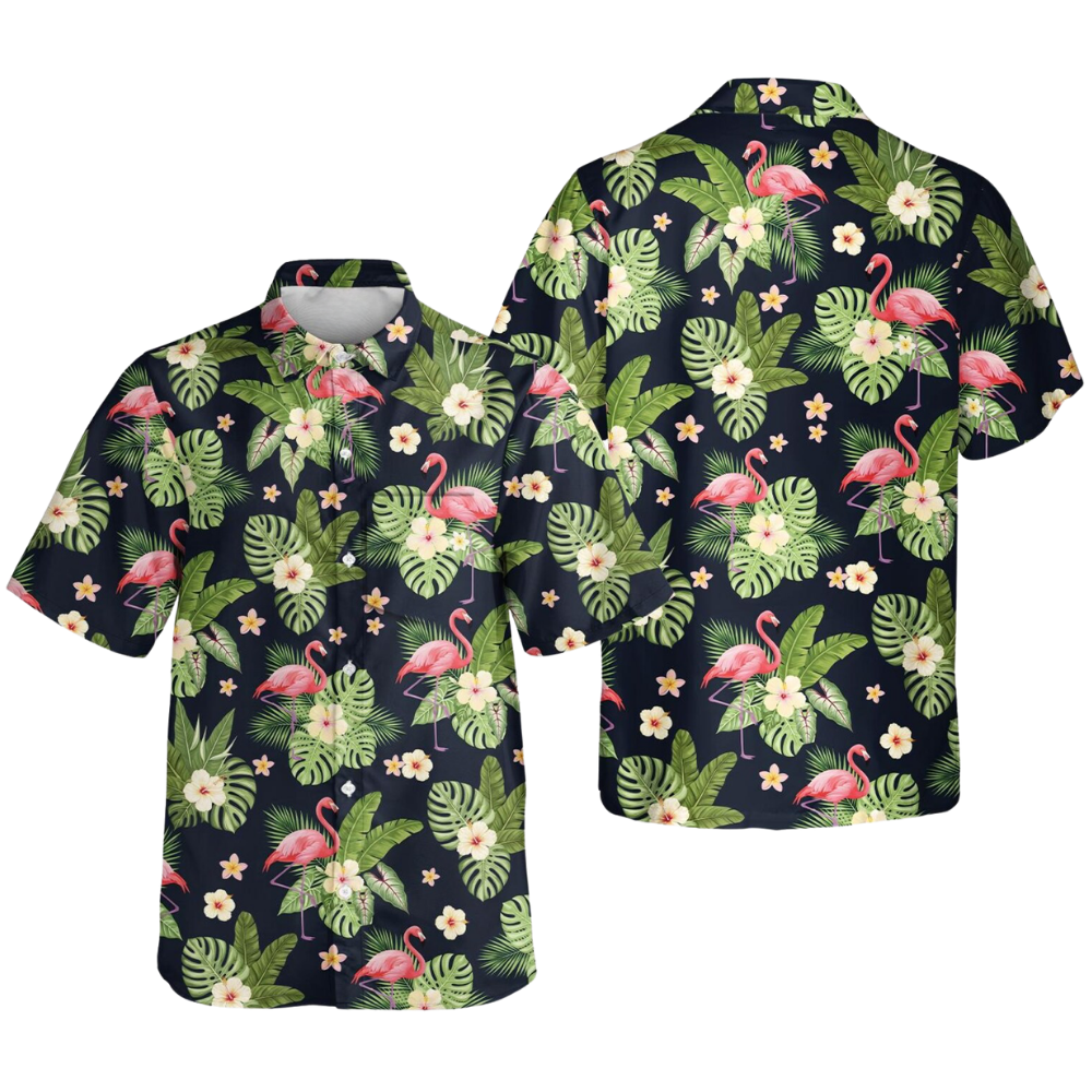 Tropical Flamingo Hawaiian Shirt With Pocket For Men Women, Flamingo Hawaiian Shirts HE0533