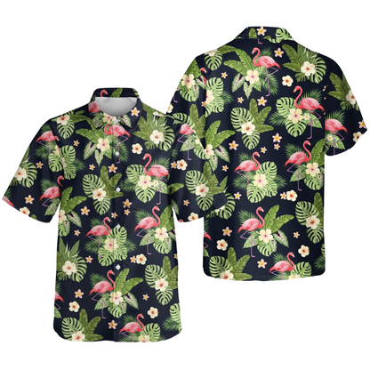Tropical Flamingo Hawaiian Shirt With Pocket For Men Women, Flamingo Hawaiian Shirts HE0533
