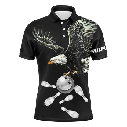 Custom Eagle Bowling Polo Shirts For Men, Custom Eagle Bowling Shirts BE0269