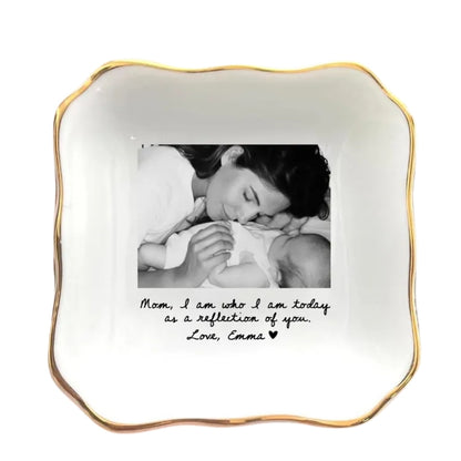 Custom Photo Mother of The Bride Jewelry Dish, Personalized Photo Jewelry Dish for Mom on Wedding Day WD0078