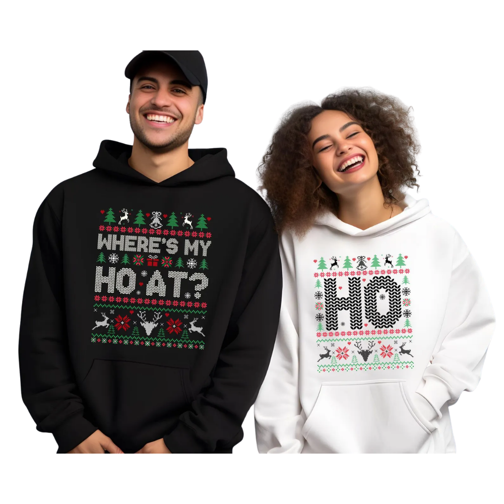 Where Is My Ho At & Ho Matching Couple Christmas Sweatshirt, Christmas His And Her Sweatshirts ET1383