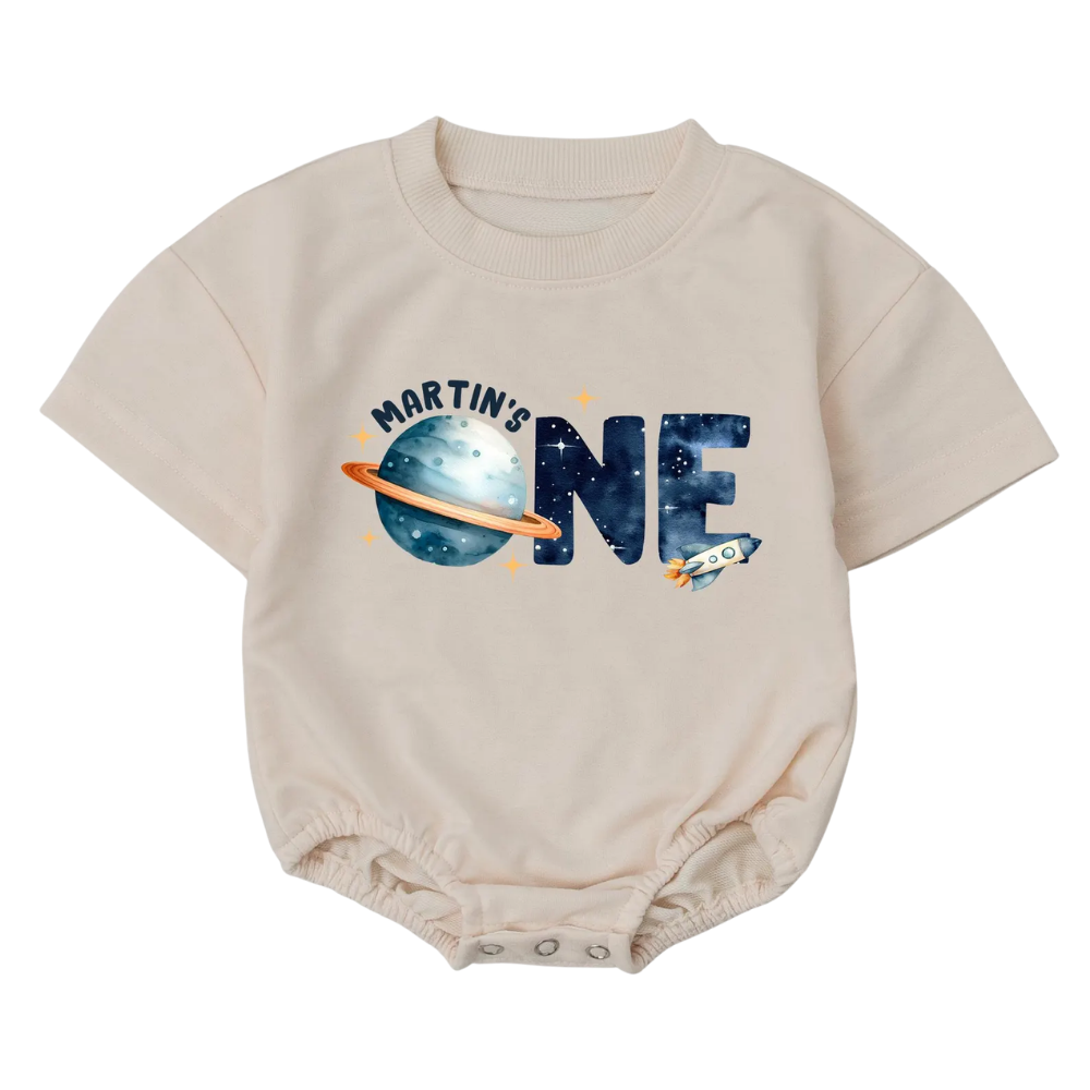 Custom Name Baby Astronaut First Birthday T Shirt Romper, Custom 1st Birthday Baby Romper BB0061