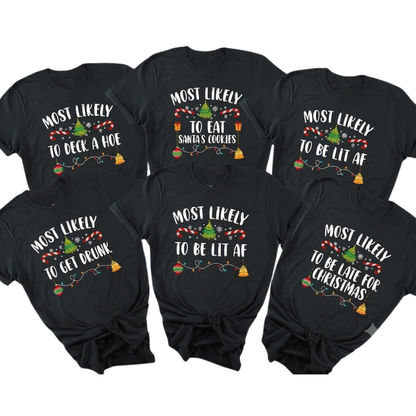 Custom Most Likely To Christmas Family Matching Shirts, Custom Funny Christmas Family Shirts ET1182