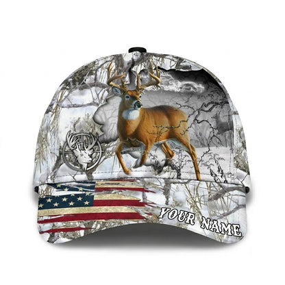 Custom Deer Camo USA Flag Basball Cap 3D Printed, Custom Deer Hunting Cap Hat CP0722