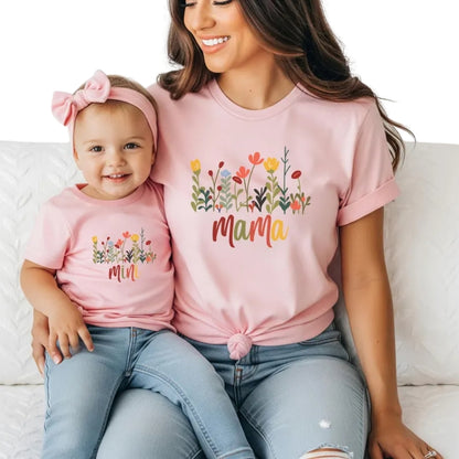 Custom Floral Matching Grandma Mama Mini T Shirts, Mother's Day Matching Family Shirts ET0350