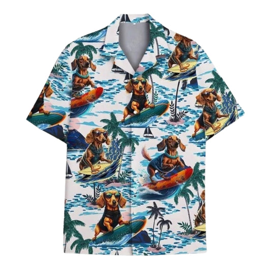 Dachshund Beach Tropical Hawaiian Shirt For Men Women, Dachshund Hawaiian Shirts HE0119