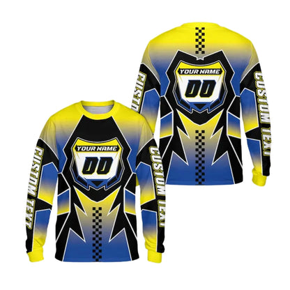 Custom Neon Motocross Dirt Bike Long Sleeve Men's Jersey, Custom Dirt Bike Shirts For Men ME0017