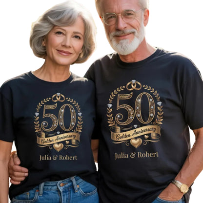 50 Golden Anniversary Personalized Husband And Wife Matching T Shirts, Custom Matching 50 Years Anniversary Couple Shirts ET0774