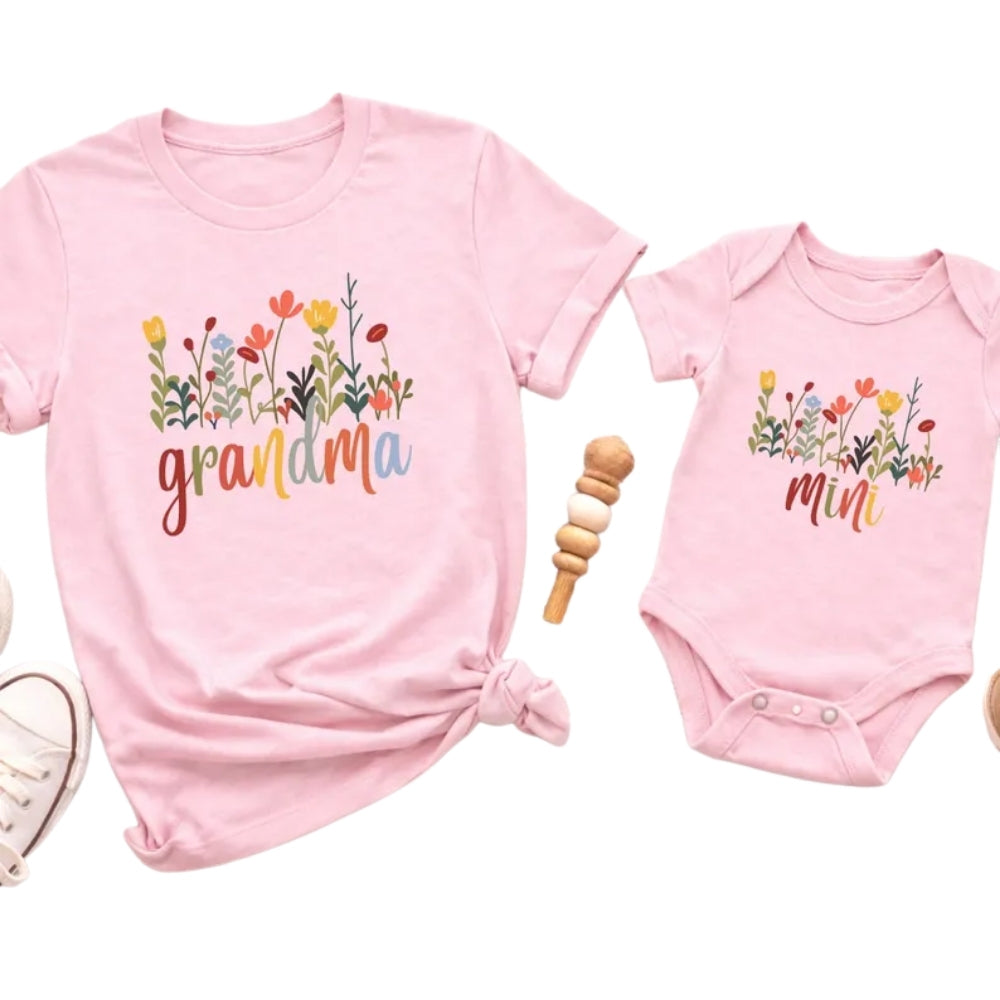 Custom Floral Matching Grandma Mama Mini T Shirts, Mother's Day Matching Family Shirts ET0350