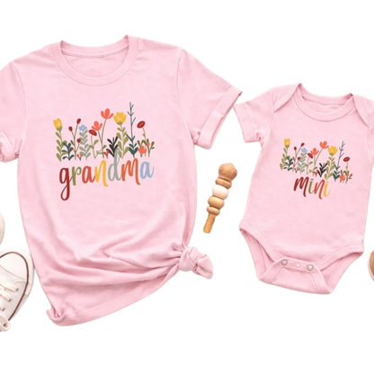 Custom Floral Matching Grandma Mama Mini T Shirts, Mother's Day Matching Family Shirts ET0350