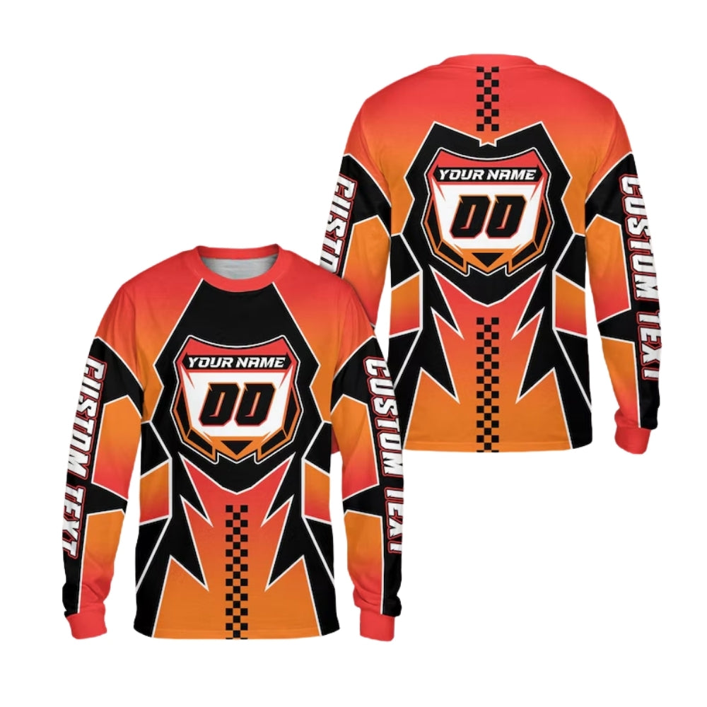 Custom Neon Motocross Dirt Bike Long Sleeve Men's Jersey, Custom Dirt Bike Shirts For Men ME0017