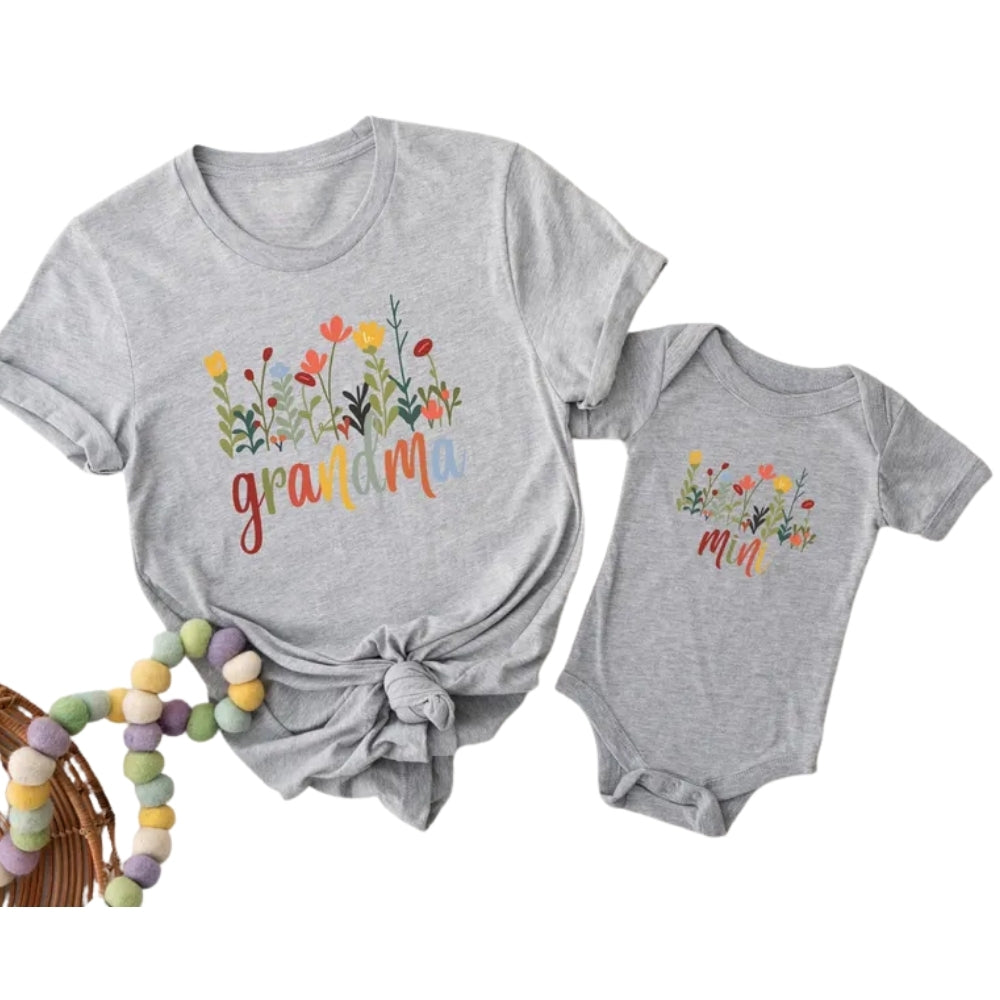 Custom Floral Matching Grandma Mama Mini T Shirts, Mother's Day Matching Family Shirts ET0350