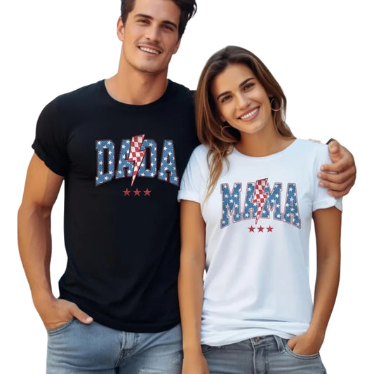 Dada Mama USA Flag Custom Matching Fourth Of July Family T Shirts, Custom Matching Family Shirts For 4th Of July ET0624