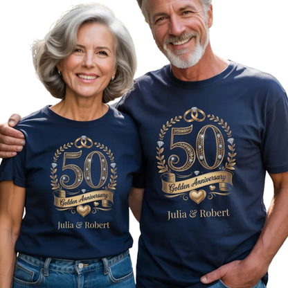 50 Golden Anniversary Personalized Husband And Wife Matching T Shirts, Custom Matching 50 Years Anniversary Couple Shirts ET0774